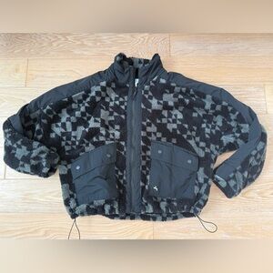 Joy lab High Pile Fleece Jacket Size L Printed Black Active Oversized